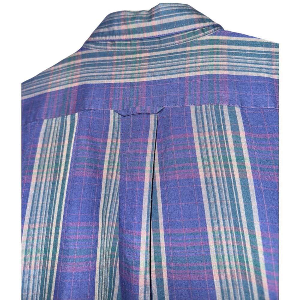 Vintage Mcgregor Plaid Button Down Shirt Striped Western Men's‎ Large Blue Green - Picture 4 of 7